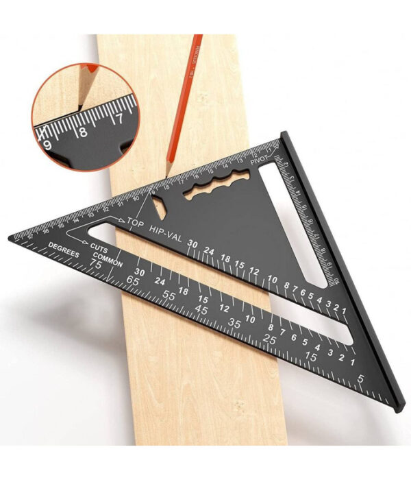 Righello 7 Pollici Triangolo 180 Mm Lega Alluminio Squadra Per Falegname - immagine 3