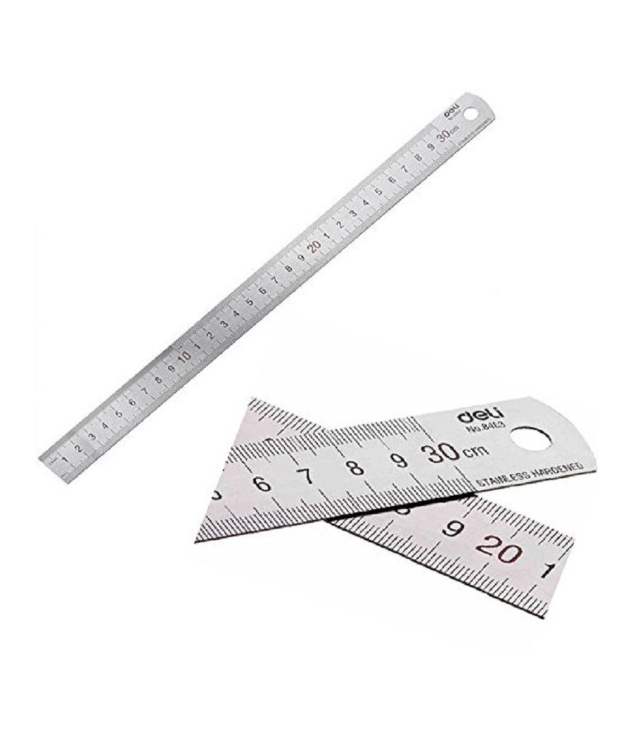 Righello Metro 1mm A 30cm In Metallo Acciaio Riga Multifunzione Segnatura Cm E Inch