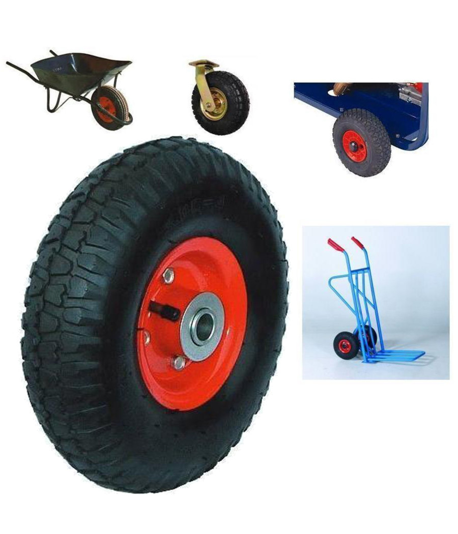 Ruota In Gomma Per Cariola Muratore Con Cuscinetto 136 Kg 4.10 /3.50 - 4 Gonfia