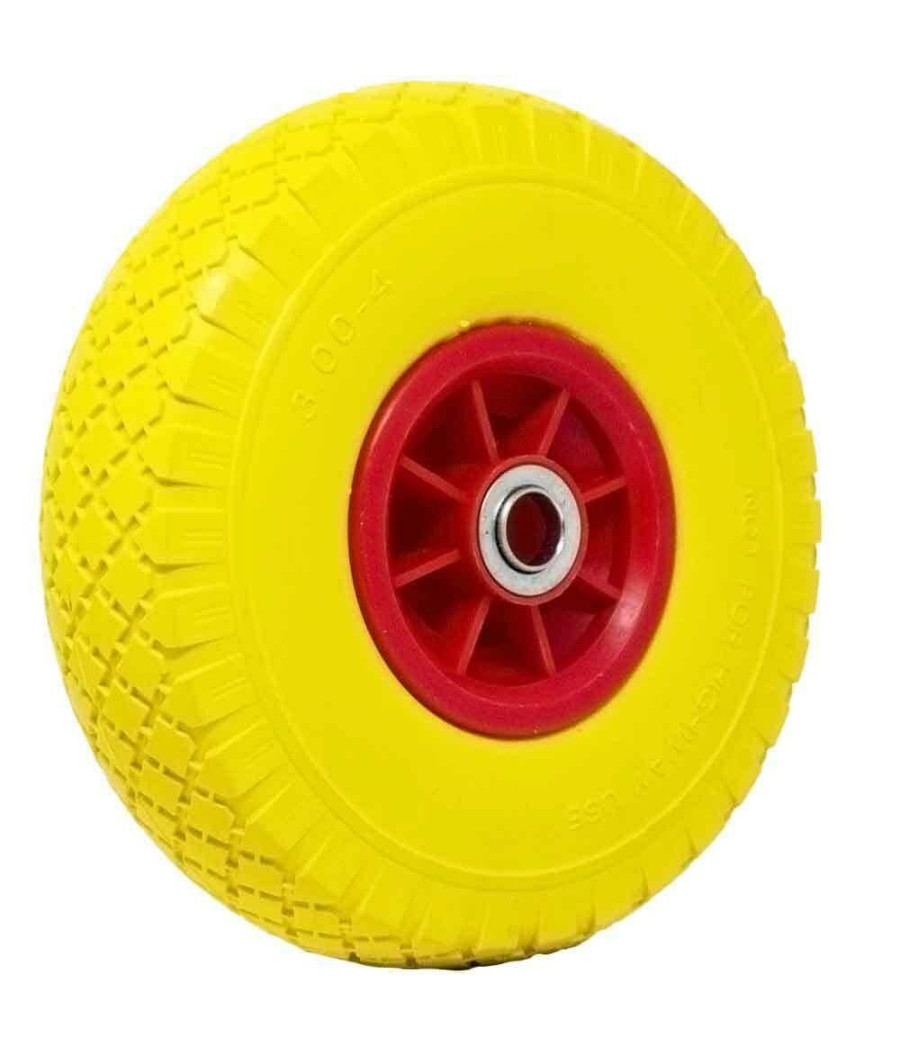 Ruota Piena Antiforatura Pu Gialla Carrello Carriola 25cm Cerchio In Plastica