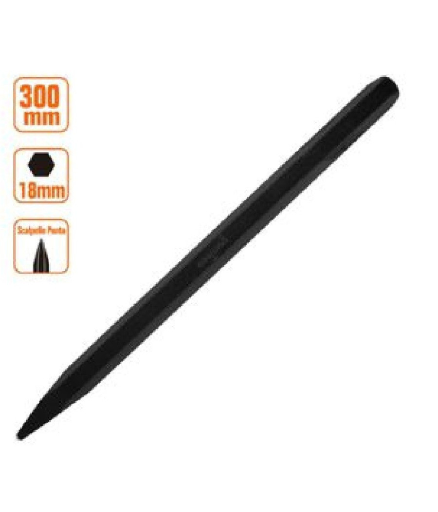 Scalpello A Punta Attacco Esagonale In Acciaio 300x18mm Utilizzo Su Pietra 57021 - immagine 2