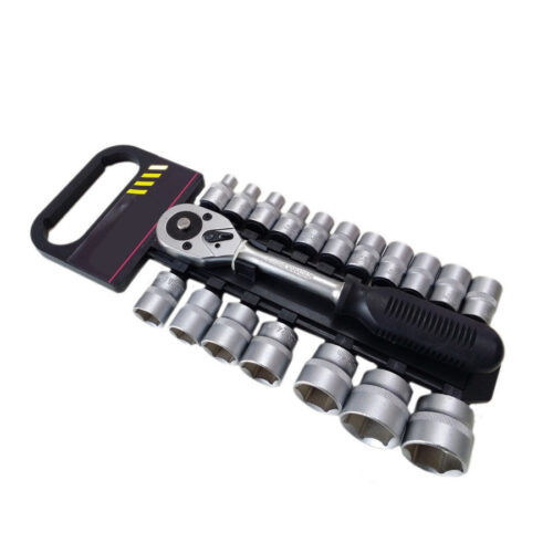 Serie Chiave A Cricchetto Reversibile 1/2″ Kit Da 19pz Con Bussole Esagonali