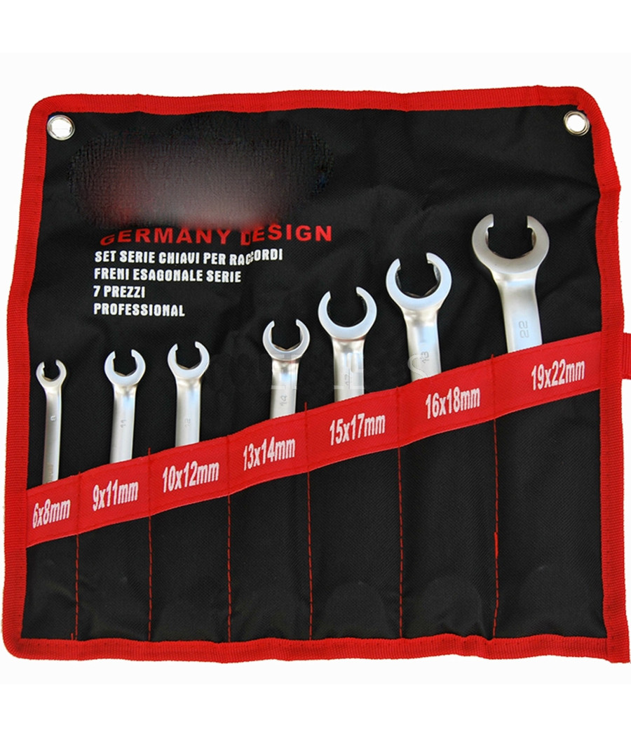 Serie Set Kit 7 Chiavi Esagonali Per Raccordi Tubi Freni Auto Acciaio 6 - 22mm