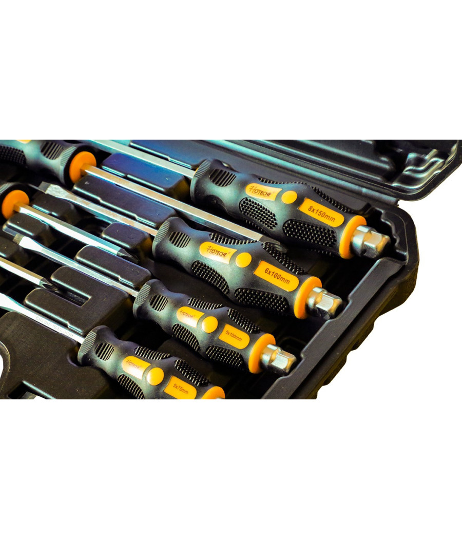 Set 10 Cacciaviti Cacciavite Croce E Taglio Impatto Punte Magnetiche Cr-v - immagine 2