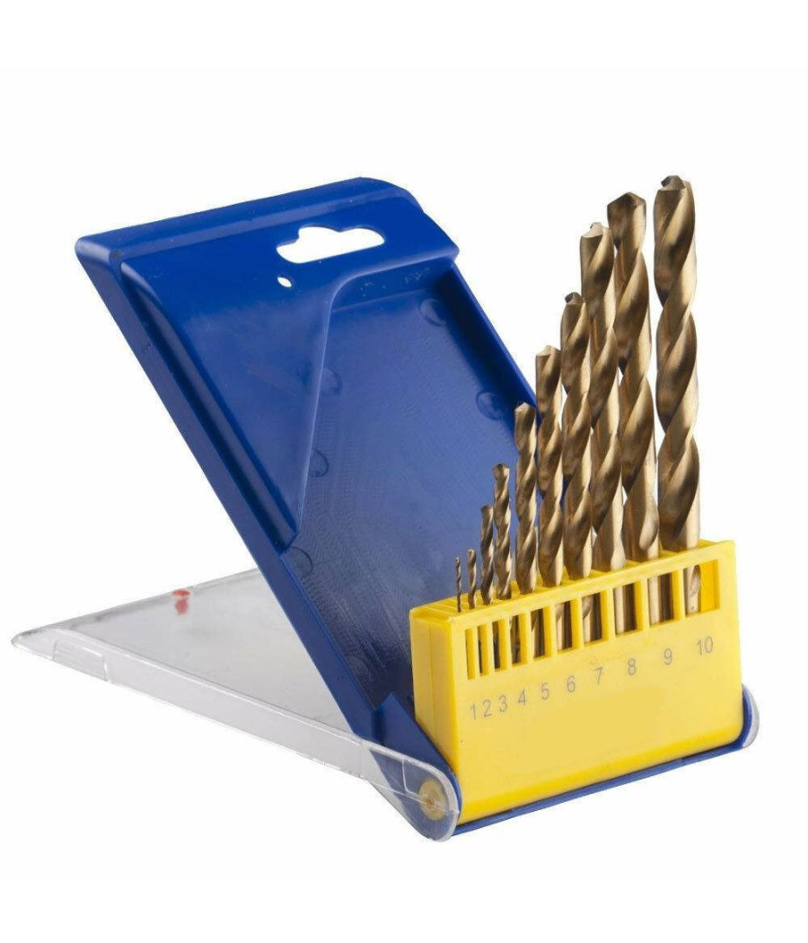 Set 10 Pezzi Punte Legno Per Trapano Da 1 Mm A 10 Mm Con Supporto Plastica