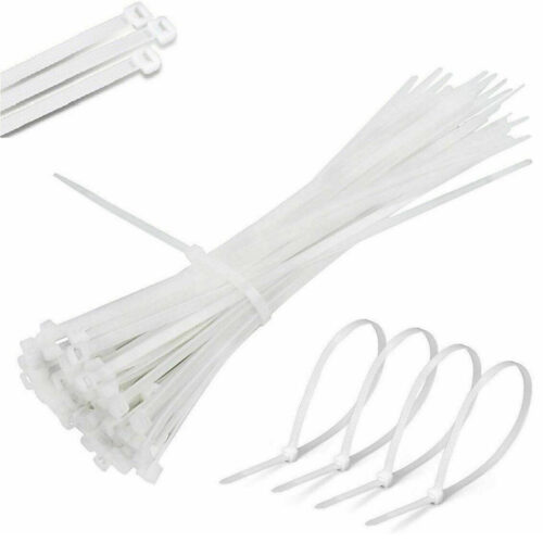 Set 100 Fascette Plastica Per Cablaggio 7,6x370mm Stringi Cavo Bianche Etq76370b