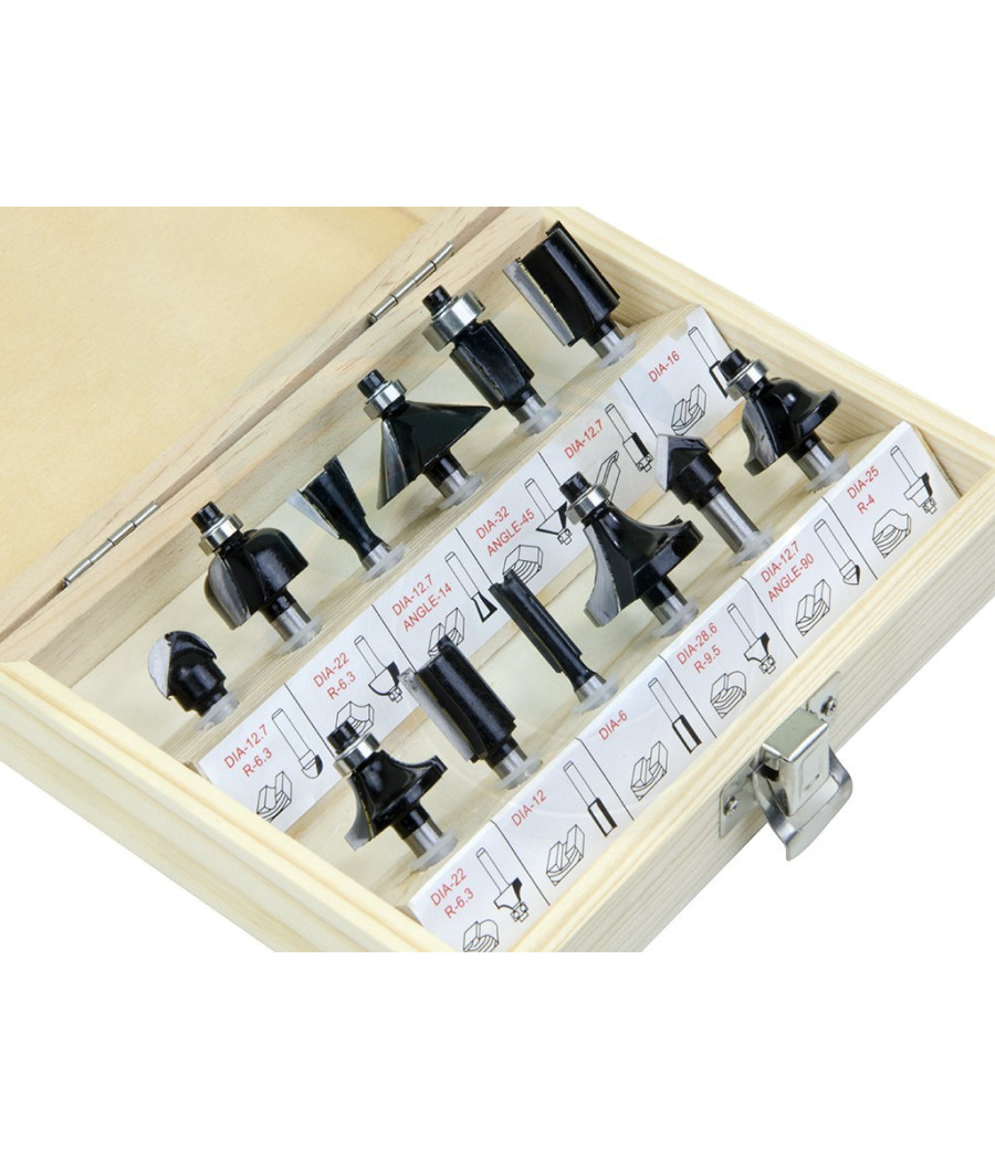 Set 12 Pz. Frese Legno Frese Per Scanalare Gambo 8 - 12 Mm Fresatrice Pantografo - immagine 2