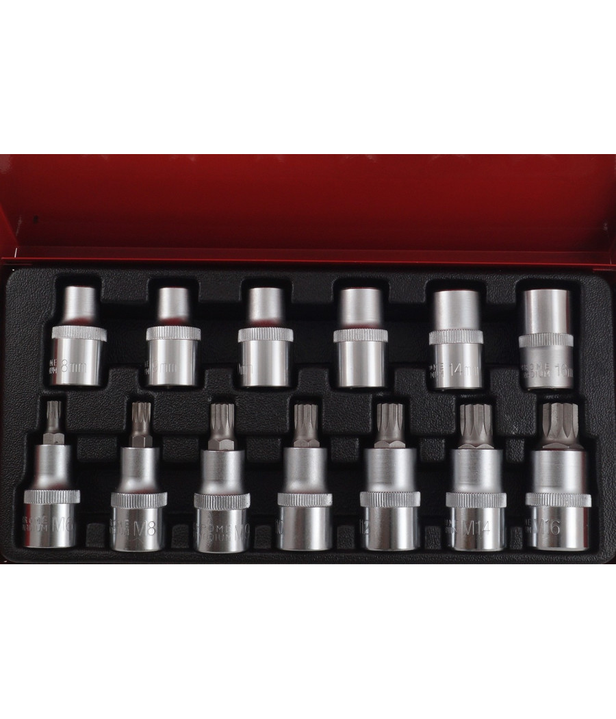 Set 13pz Bussole Boccole Chiavi Torx Inserti Maschi E Femmina In Valigetta Crv - immagine 2