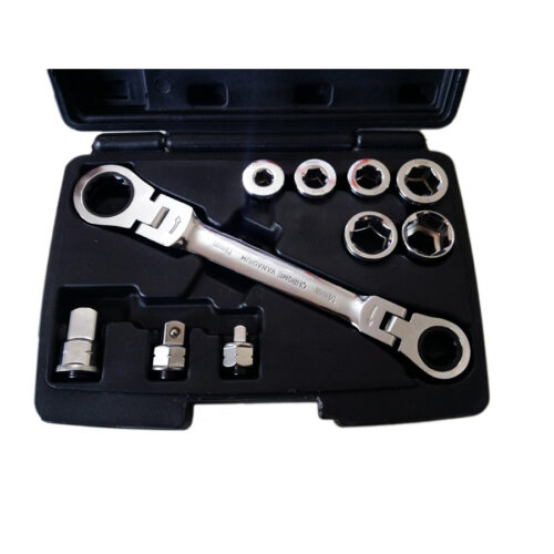 Set 15 In 1 Chiave Cricchetto 14x19mm Non Reversibile Adattatori Innesti