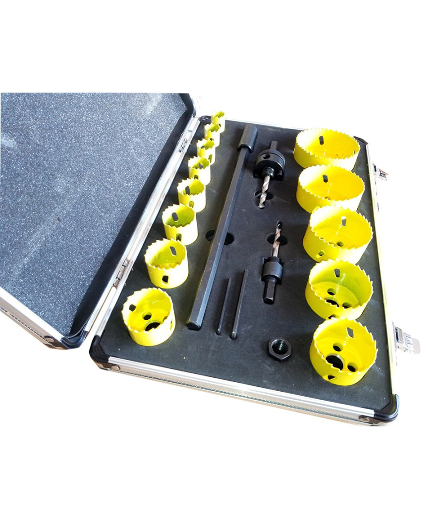 Set 19 Pz Frese A Tazza Bi Metal Per Trapano 2 Attacchi 13 Frese Prolunga - immagine 2