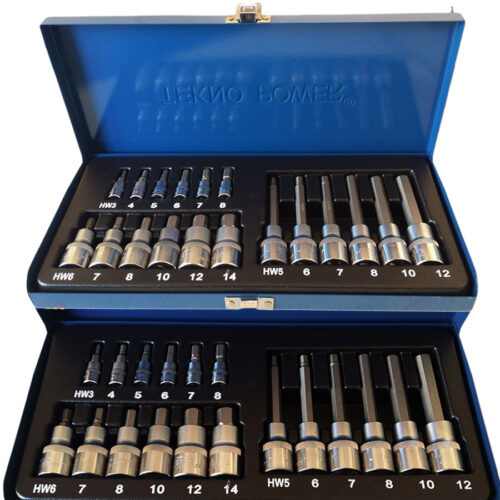 Set 19pz 18 Bussole Ad Inserto H Kit Bussole 1/2″ 1/4″ Inserti Corti/lunghi/medi