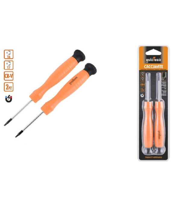 Set 2 Pezzi Cacciavite Cacciaviti Punta Magnetica A Stella T6 T7 In Cr-v 57024
