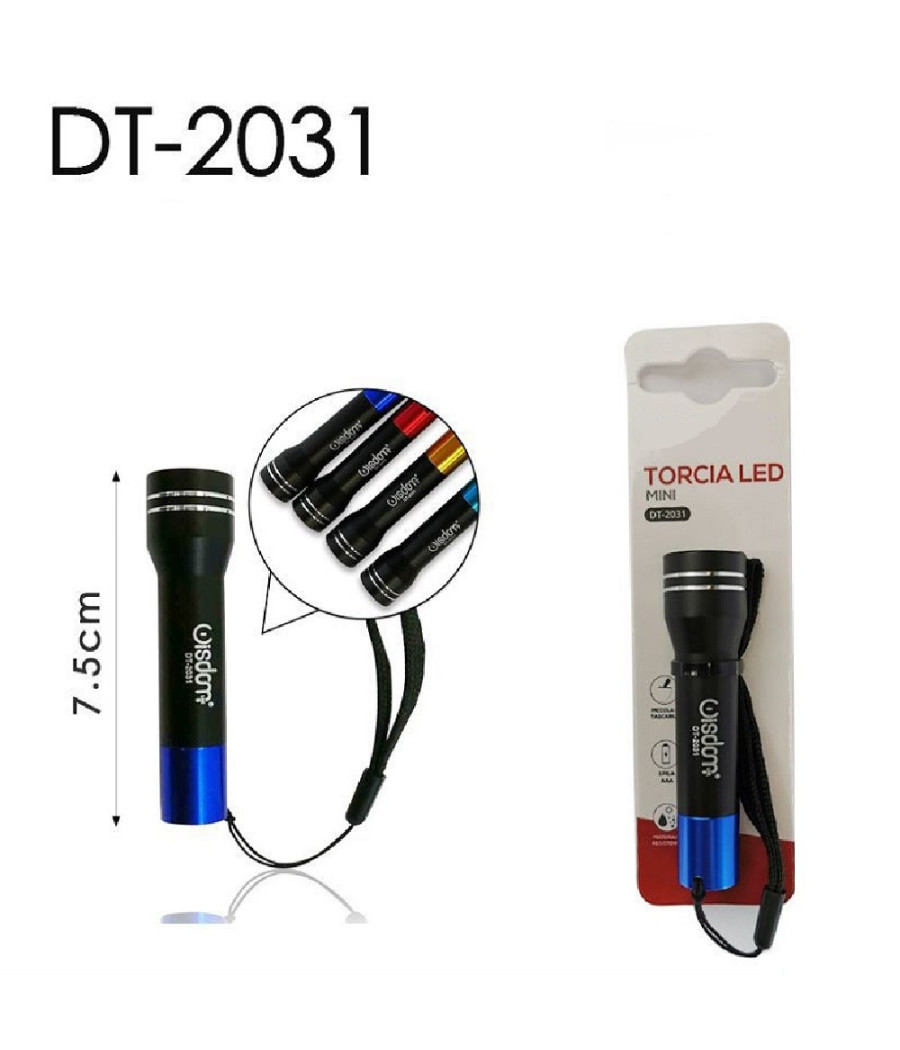 Set 2 Pezzi Mini Torcia Led Tascabile Per Escursioni Campeggi Vari Colori Dt2031