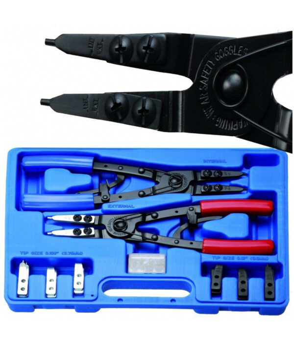Set 2 Pinze Con Punte Intercambiabili Per Anelli Seeger Interni Esterni A.07210 - immagine 2