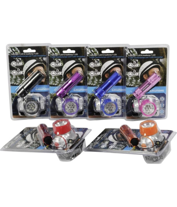 Set 2 Torce Lampade Led Frontale E Torcia Per Campeggio Pesca Bici Grundig - immagine 2