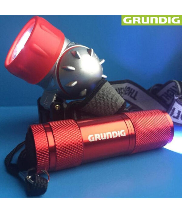 Set 2 Torce Lampade Led Frontale E Torcia Per Campeggio Pesca Bici Grundig