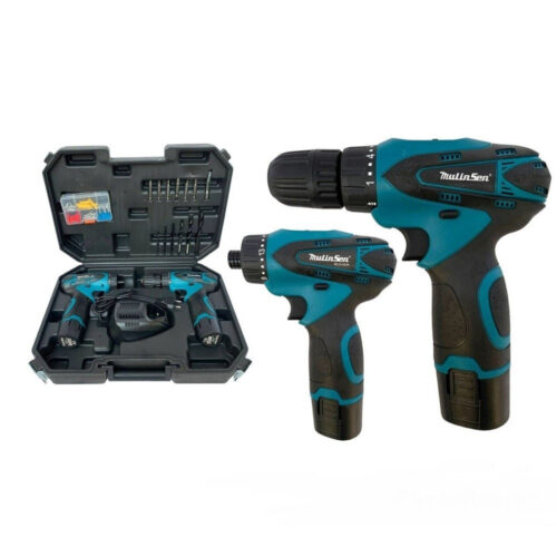 Set 2 Trapano + Avvitatore A Doppia Batteria Impulsi 18v Mls0061 Con Accessori