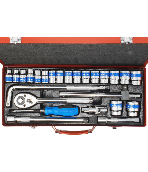 Set 25 Pezzi Chiavi A Bussola Con Cricchetto Socket 1/2" Accessori