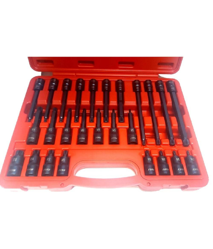 Set 26 Pezzi Chiavi A Bussola Inserti Millerighe Xzn 1/2" Da M5 A M16 Fs-43614 - immagine 3