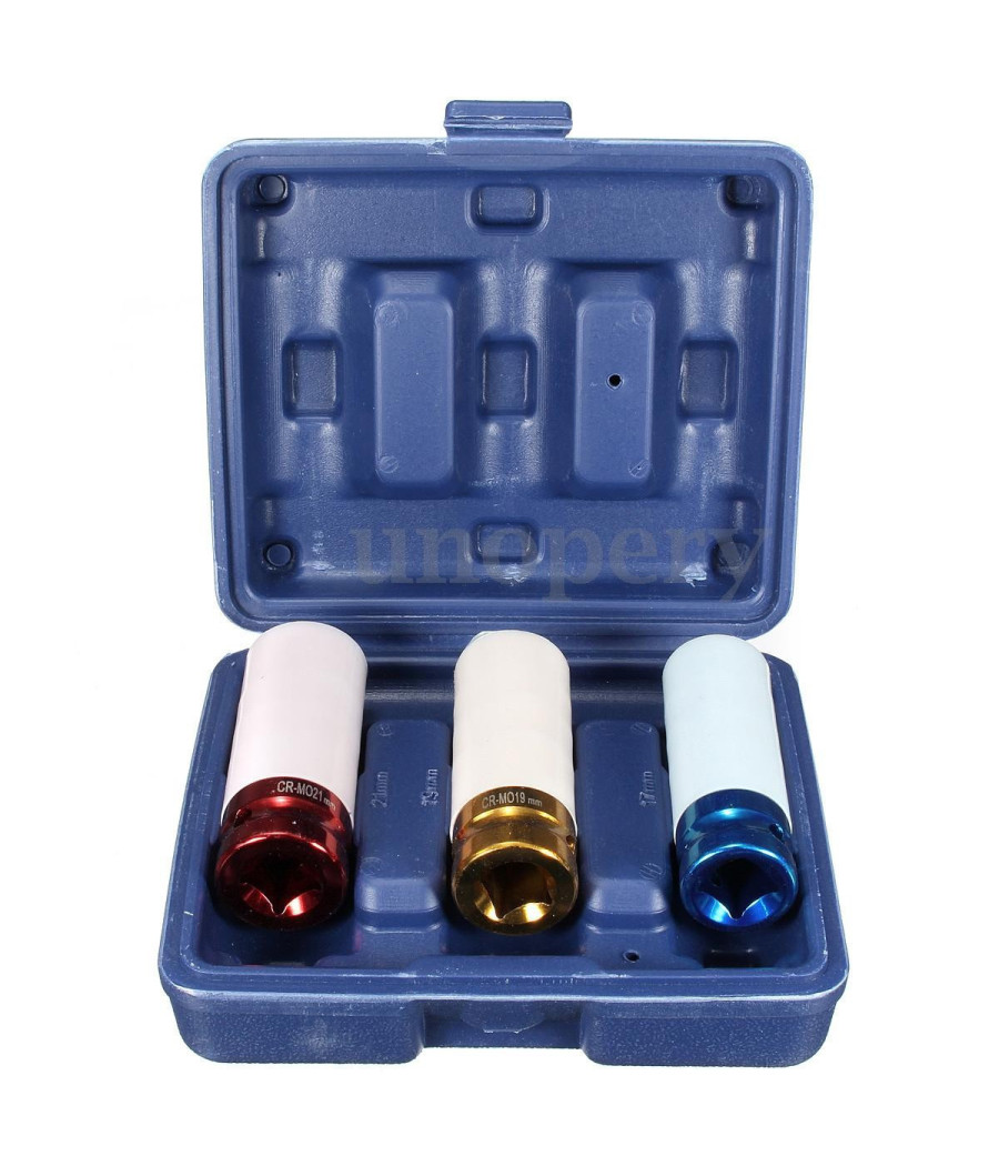 Set 3 Chiavi A Bussola Per Dadi Cerchio Ruote Attacco 1/2" Rivestite 17 19 21 Mm - immagine 3