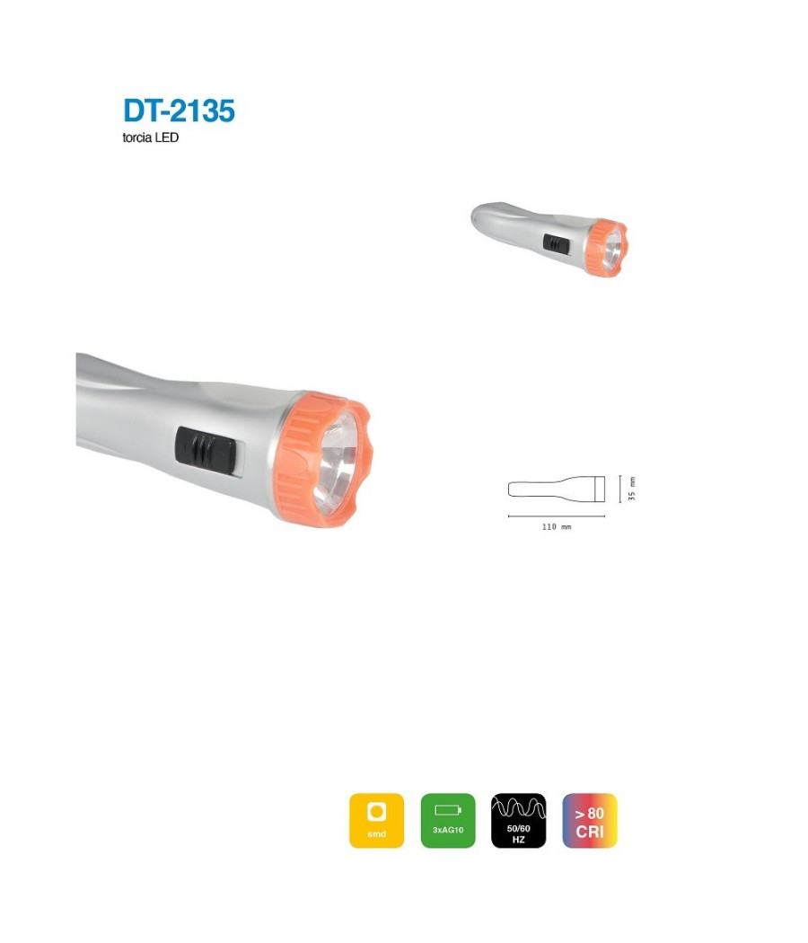Set 3 Pezzi Mini Torcia Torcette Led Smd Tascabile Portatile Vari Colori Dt-2135