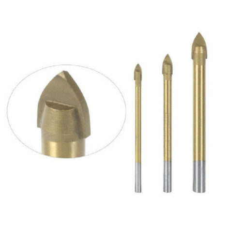 Set 3 Punte Ad Alette Per Vetro E Ceramica In Titanio Per Trapano Ribitech