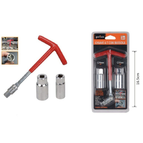 Set 3 Pz Chiave A T Con Snodo Con Doppia Bussola Svita Candele 16 – 21 Mm 91636