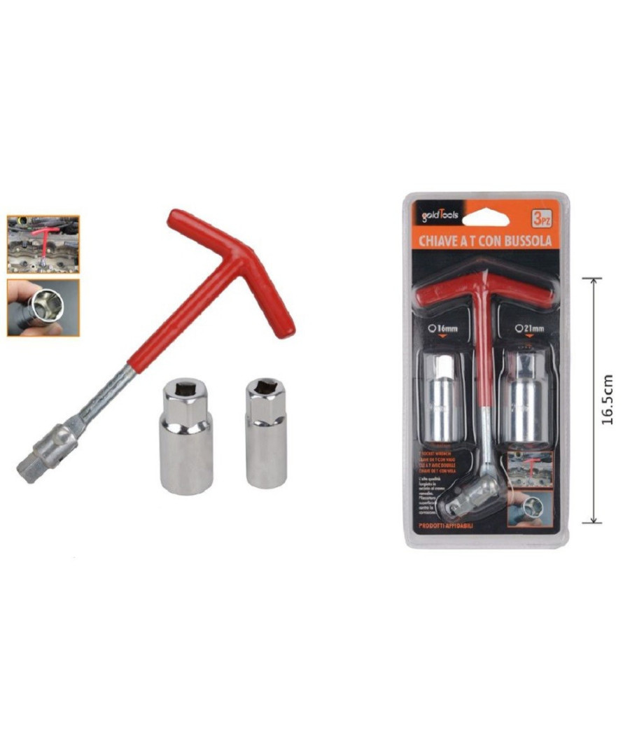 Set 3 Pz Chiave A T Con Snodo Con Doppia Bussola Svita Candele 16 – 21 Mm 91636