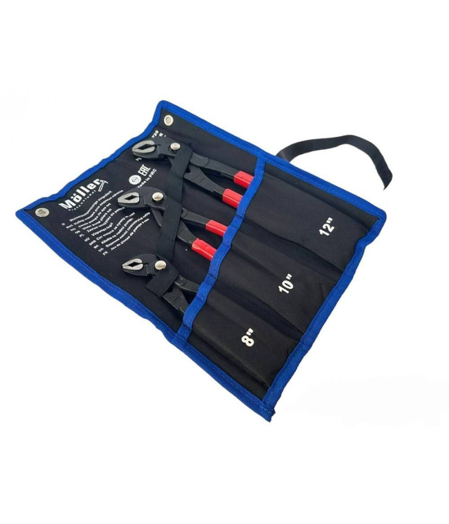 Set 3 Pz Pinze Poligrip Pinza A Pappagallo Con Pulsante Regolabile 8" 10" 12" - immagine 2