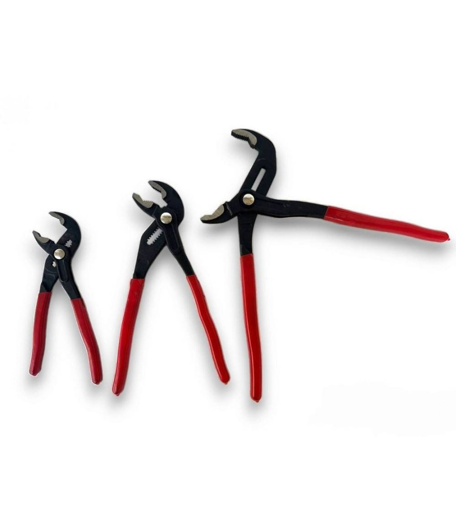 Set 3 Pz Pinze Poligrip Pinza A Pappagallo Con Pulsante Regolabile 8" 10" 12" - immagine 3