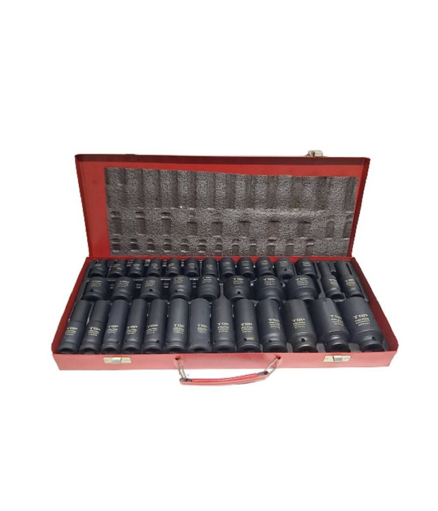 Set 35pz Bussole Boccole Esagonali Per Pistola Avvitatore Pneumatico 1/2" 8-32mm - immagine 2