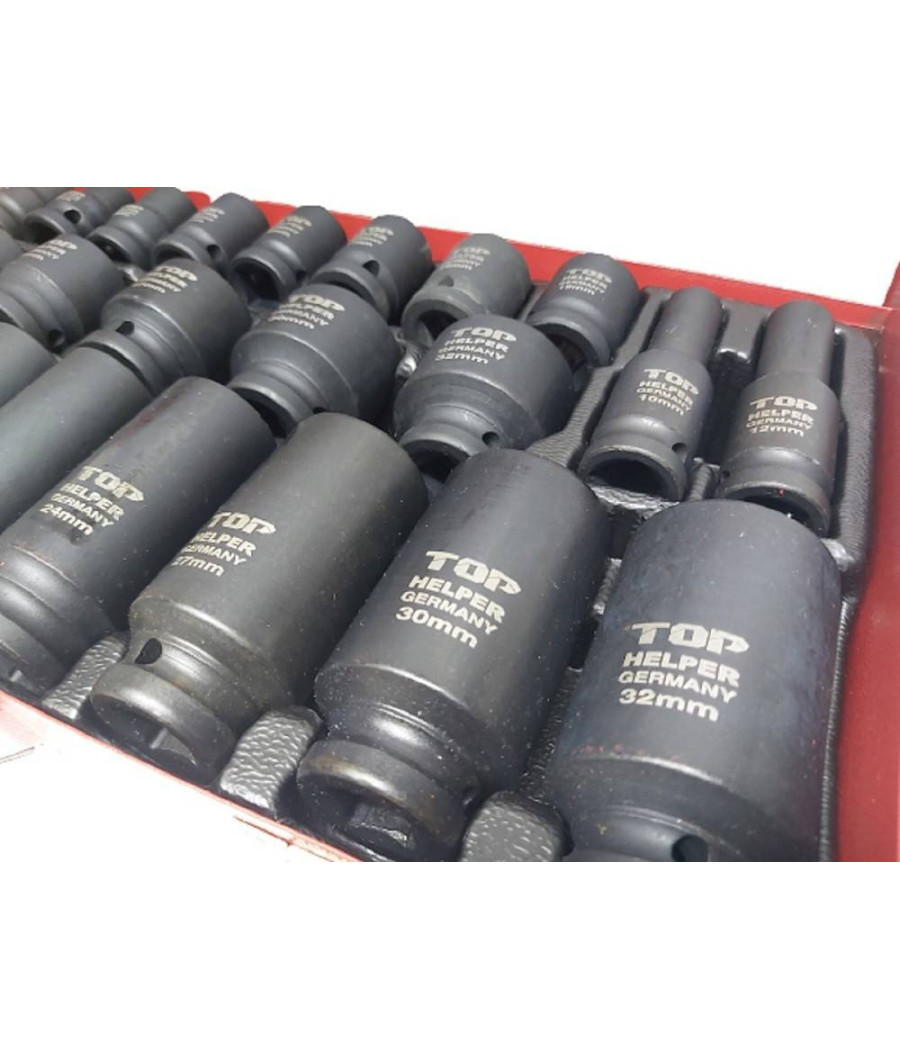 Set 35pz Bussole Boccole Esagonali Per Pistola Avvitatore Pneumatico 1/2" 8-32mm - immagine 3