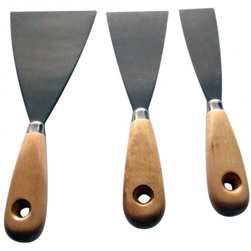 Set 3pz. Raschietti Stecche Spatole In Ferro Manico Legno Bricolage Ferramenta