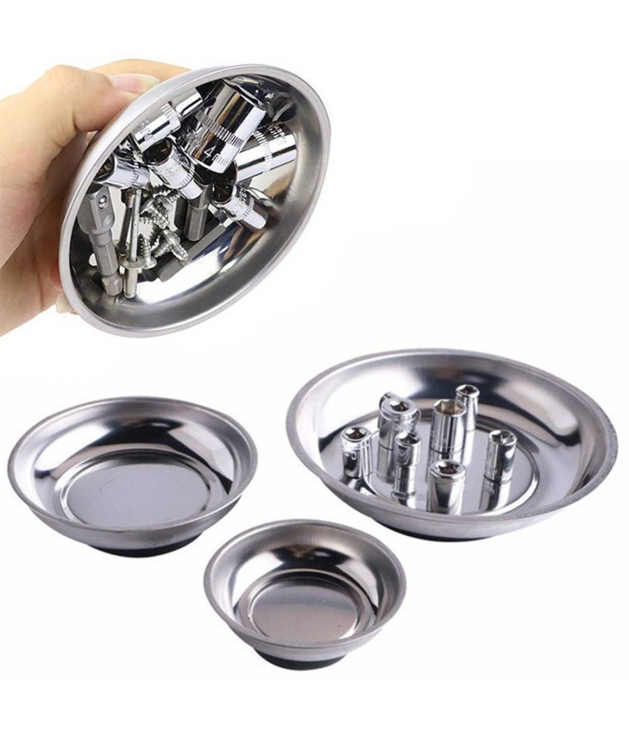 Set 3pz Vassoio Vaschetta Piatto Magnetico Porta Minuteria Viti Bulloni 7/11/15