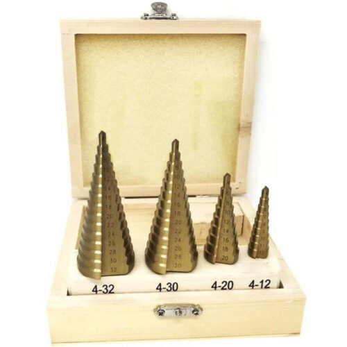 Set 4 Frese Coniche Da 4 A 32 Mm Fresa Conica A Scalini Per Trapano Allargafori