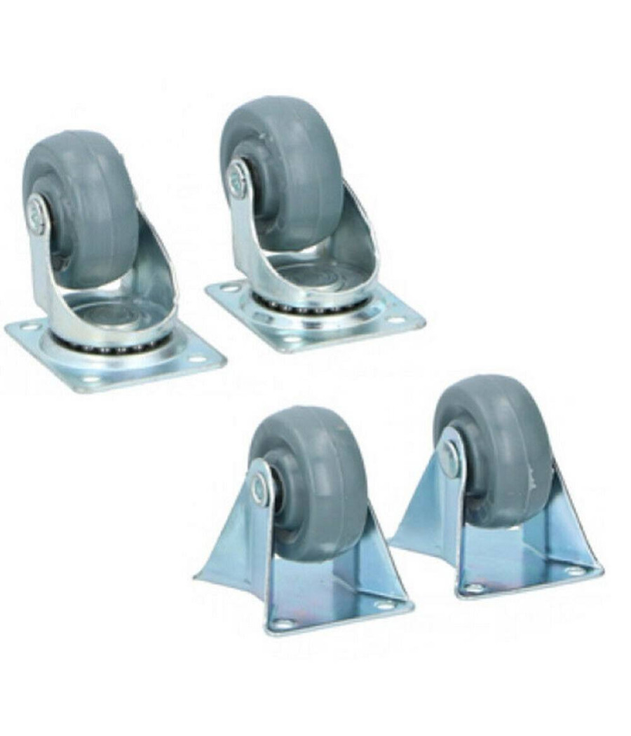 Set 4 Ruote Girevoli Multiuso Per Mobili Carrello 5 Cm Rotelle In Gomma Grigio - immagine 3
