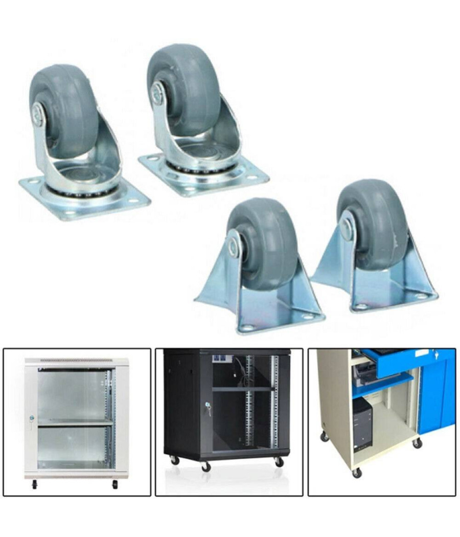 Set 4 Ruote Girevoli Multiuso Per Mobili Carrello 5 Cm Rotelle In Gomma Grigio