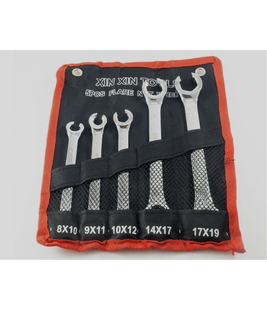 Set 5 Chiavi Esagonali Aperte Raccordi Tubi Freni 8x10 9x11 10x12 14x17 17x19