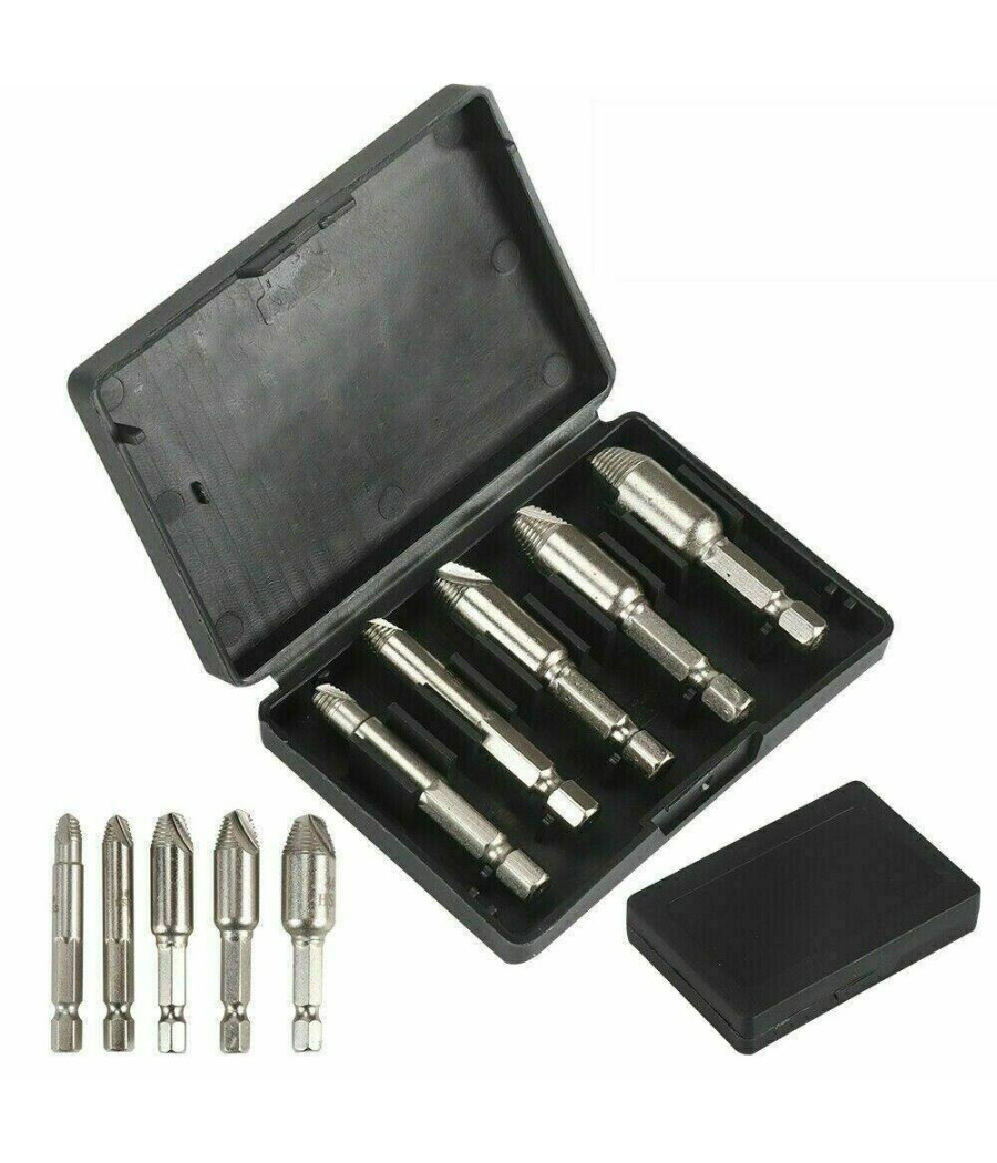 Set 5 Estrattori Estrattore Viti Danneggiate Spanate Prigionieri Per Trapano - immagine 2