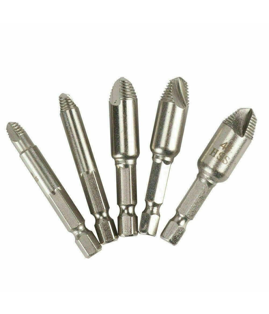 Set 5 Estrattori Estrattore Viti Danneggiate Spanate Prigionieri Per Trapano - immagine 3