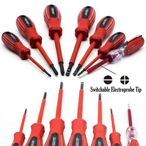 Set 7 Pezzi Cacciaviti Giraviti Isolati Con Manico In Gomma Grip Con Cercafase