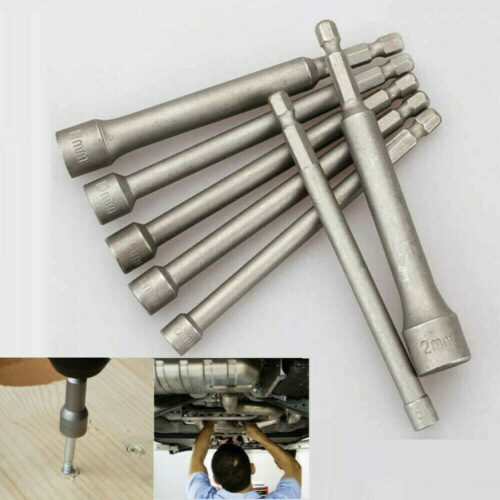 Set 7 Pz Inserti Chiavi A Bussola Esagonali Per Trapano Avvitatore Da 5 A 12mm