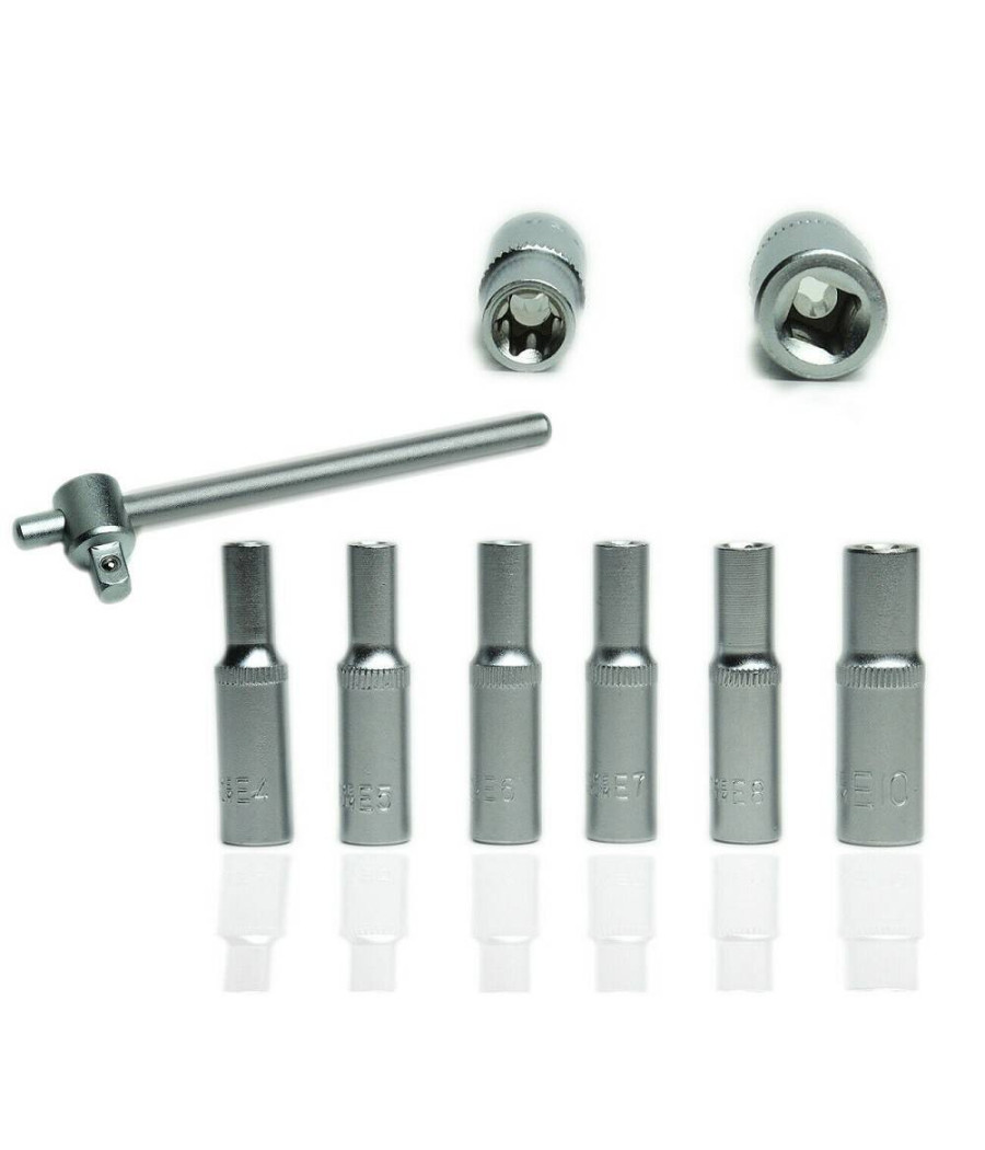 Set 7pz 6 Chiavi Bussola Torx 1/4" Scanalati Striscia Clip Millerighe Chiavino