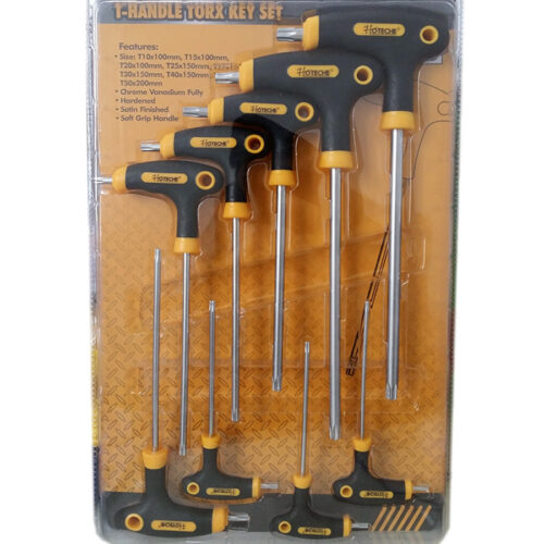 Set 9 Chiavi Chiavini Lunghi Torx Con Foro Con Manico Ad Elle A T Cromo Vanadio