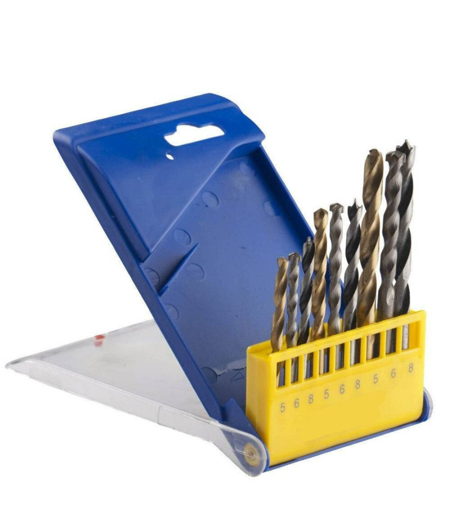 Set 9 Pezzi Punte Combinate Per Trapano 5 / 6 / 8 Mm Pietra Legno Cemento