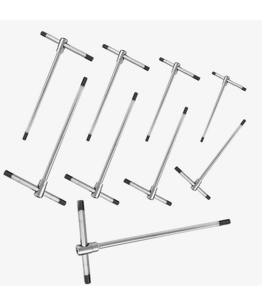 Set 9 Pz Chiavi Chiave A T Esagonali Lunghe Maschio Cromo Vanadio. 2.5-10mm