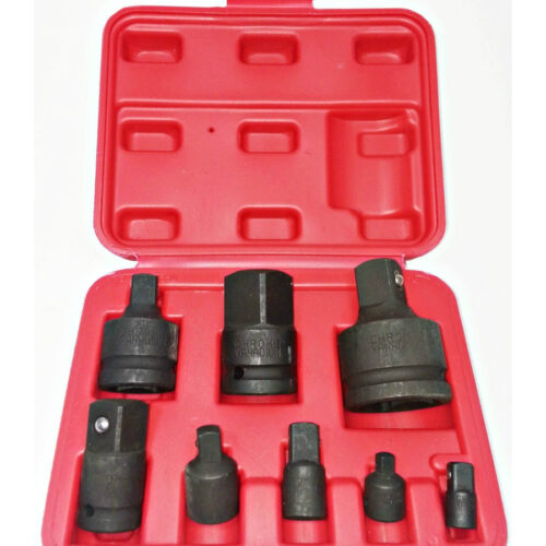 Set Adattatori Riduttori 8 Pz A Impatto Per Bussole Per Utensili Aria Chrome V