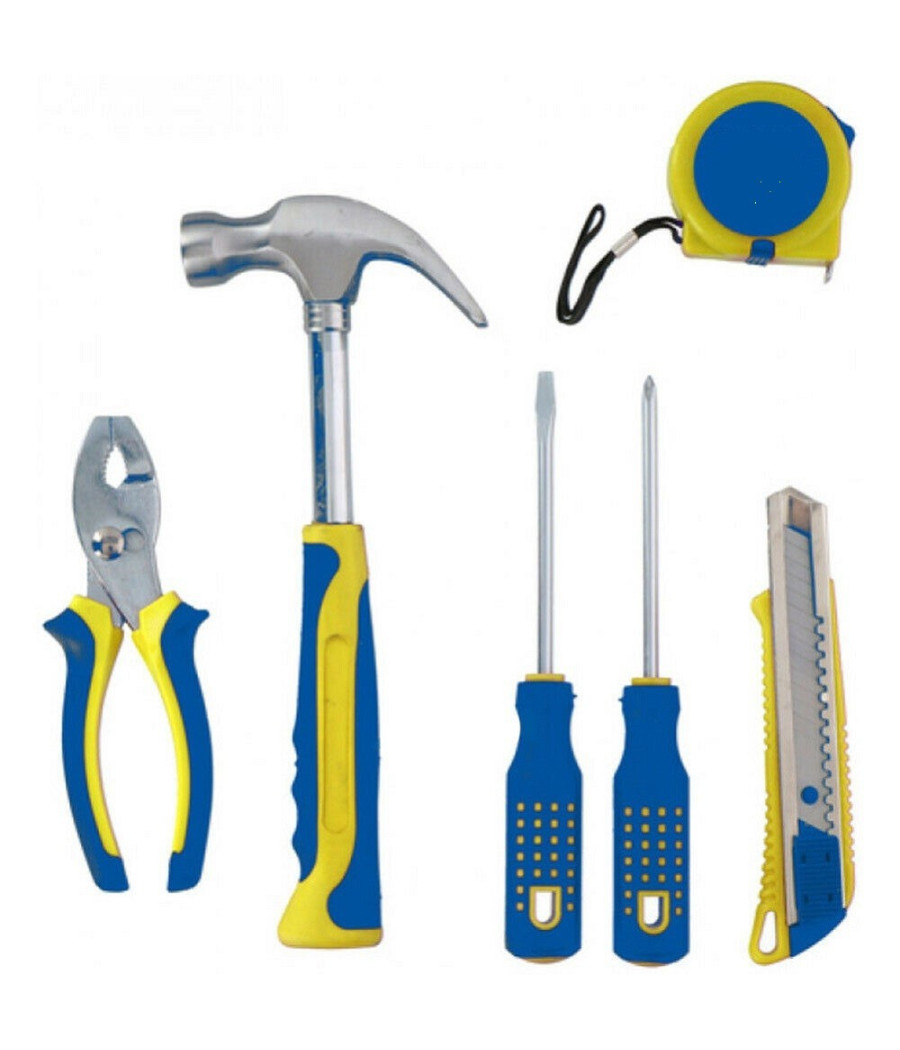 Set Attrezzi Da Lavoro 6pz Kit Utensili Fai Da Te Con Martello Pinze Cacciavite