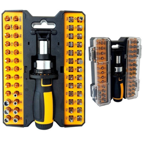 Set Cacciavite Con Cricchetto 53 Pezzi Inserti Ph Torx Taglio Croce