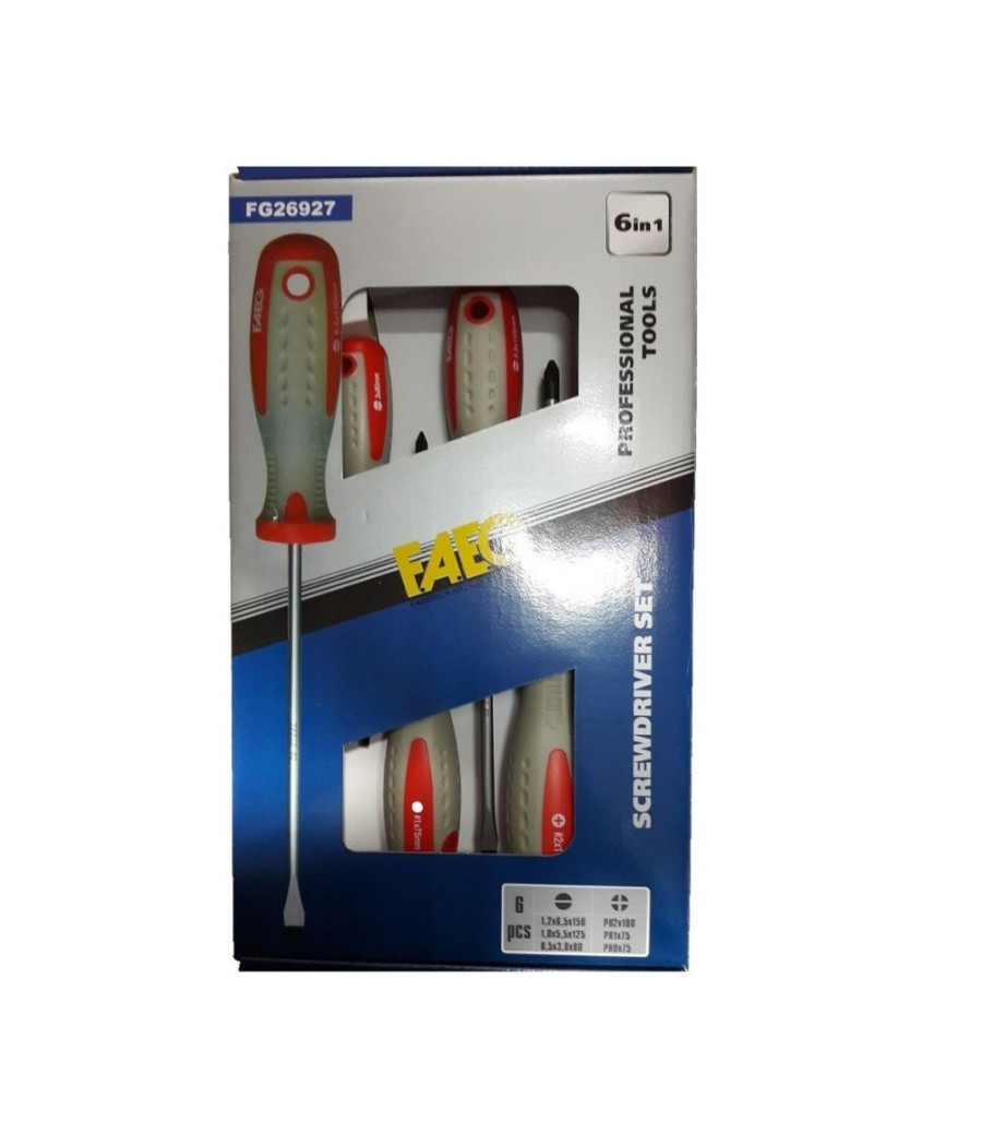 Set Cacciaviti Giraviti Professionali 6 Pezzi Cromo Vanadio 4 Flat + 2 Phillips